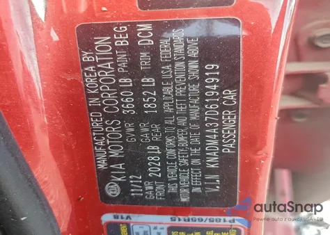 2013 Kia Rio Lx z USA, uszkodzony, nr VIN KNADM4A37D6194919